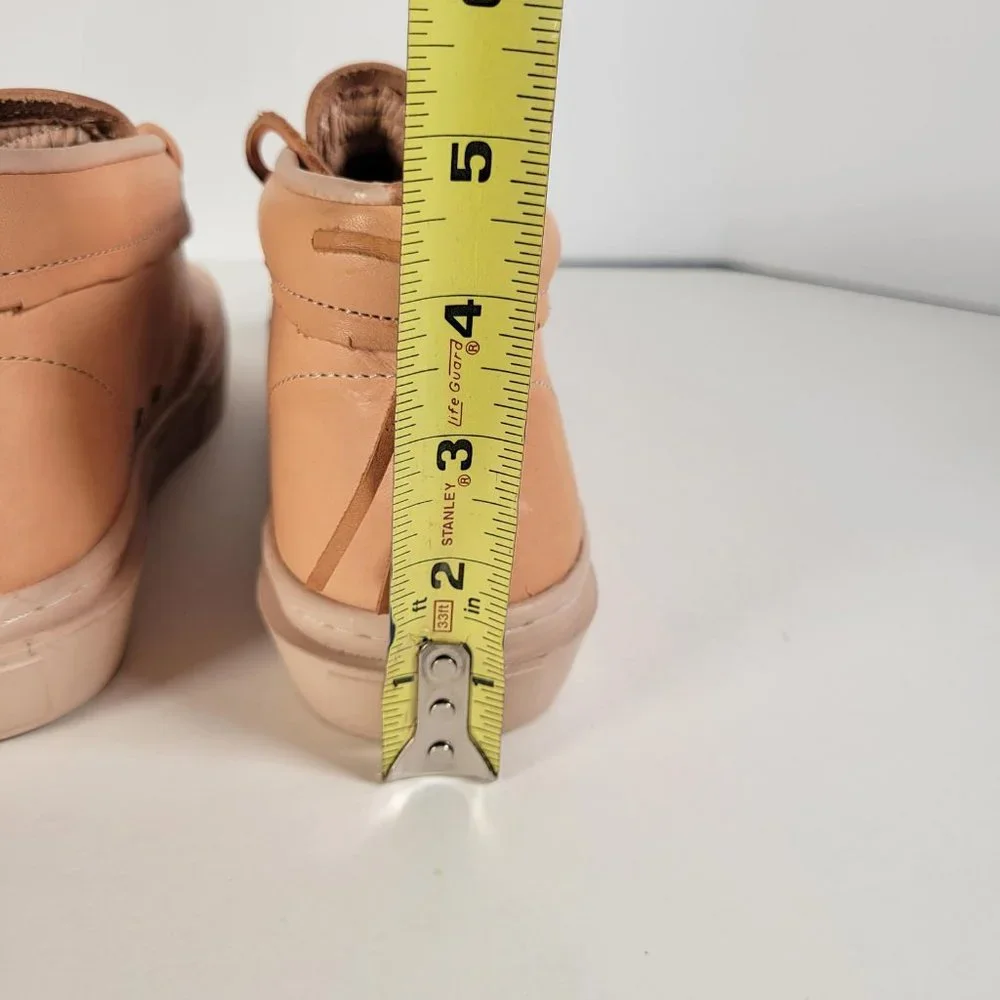 Clean Weather Vegan Raw Undyed Tan Leather Unisex Sneaker Women Size 9 1/2 - Picture 11 of 14